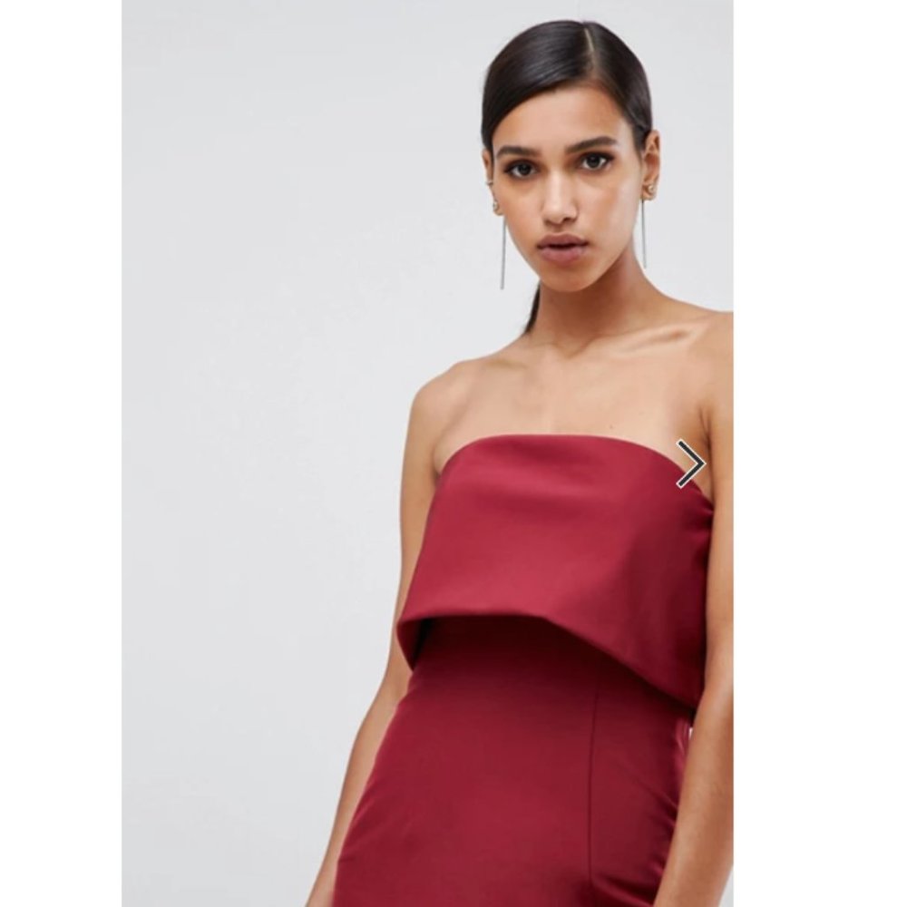 JARLO (NWT) Bandeau Overlay Maxi Dress in Berry - Picture 2 of 5